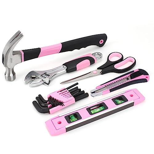 FASTPRO 267-Piece Pink Tool Set, Home Repairing Tool Kit with 13-Inch Wide Mouth Open Tool Bag, Mechanics Hand Tool Kit for DIY, Home Maintenance