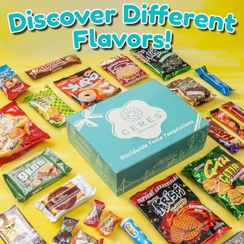 International Exotic Snack Box Variety Pack, 22 Count Premium Foreign Rare Snack Food Gifts with Suprise Item for Fun, Mystery Box of Snacks, European Snacks for Adults and Kids