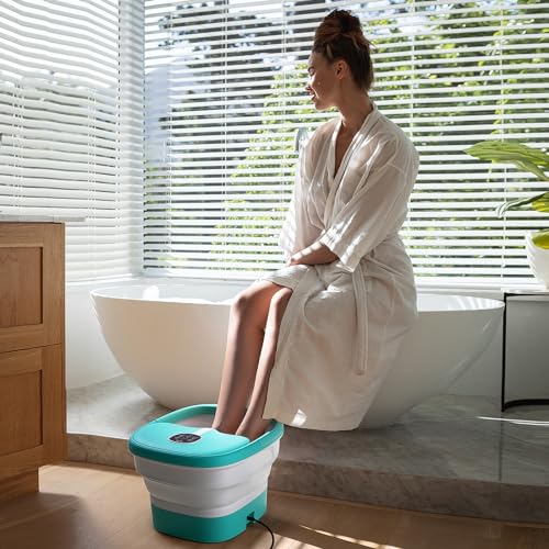 Niksa Collapsible Foot Spa Bath Massager with Heat, Bubbles,6 Motorized Shiatsu Massage &Temperature Control Pedicure Foot Spa Tub with Mini Acupressure Massage Points for Feet Stress Relief