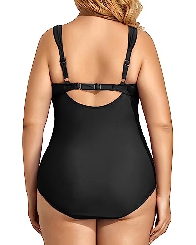 Aqua Eve Plus Size Swimsuit for Women Tummy Control One Piece Bathing Suit Vintage Swimwear