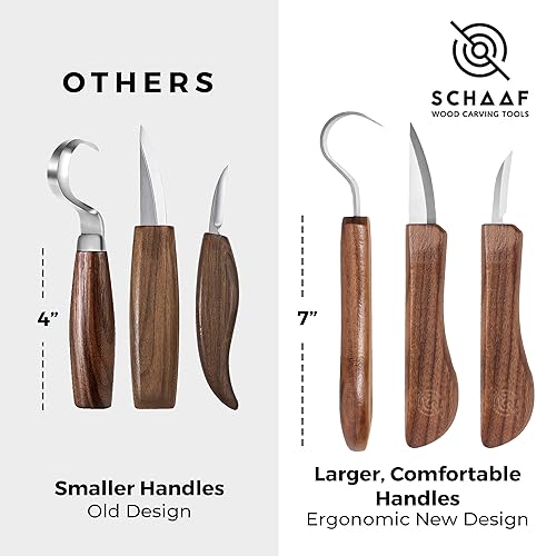 Schaaf Wood Carving Tools Knife Kit | Wood Carving Kit Includes Detail Whittling Knife, Sloyd Carving Knife, Spoon Carving Knife, Basswood Carving Blocks, Strop and Learning Material for Beginners