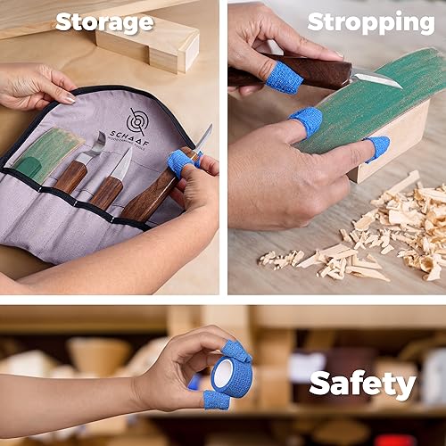 Schaaf Wood Carving Tools Knife Kit | Wood Carving Kit Includes Detail Whittling Knife, Sloyd Carving Knife, Spoon Carving Knife, Basswood Carving Blocks, Strop and Learning Material for Beginners