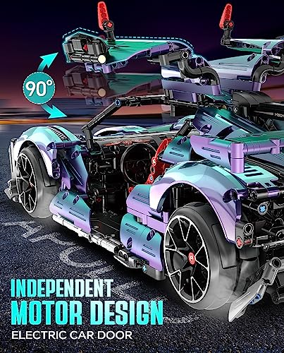 Super Plated Sports Car Building Kits, Adult Collectible Model and Race Engineering Toy Set, 1:10 Scale Electric Driftable Remote Control Sports Car for Adults Men Teens