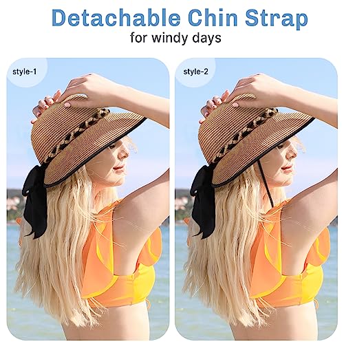 Beach Hats for Women, Straw Hat for Women UPF 50+ UV Sun Protection Foldable Sun Hat