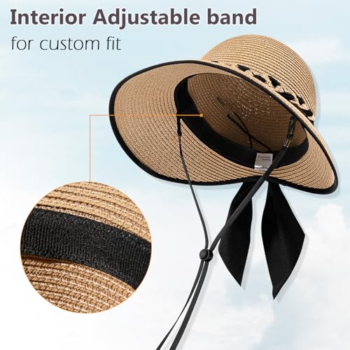 Beach Hats for Women, Straw Hat for Women UPF 50+ UV Sun Protection Foldable Sun Hat