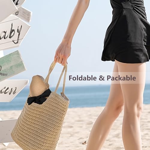 Beach Hats for Women, Straw Hat for Women UPF 50+ UV Sun Protection Foldable Sun Hat