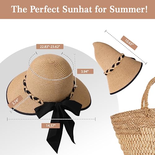 Beach Hats for Women, Straw Hat for Women UPF 50+ UV Sun Protection Foldable Sun Hat