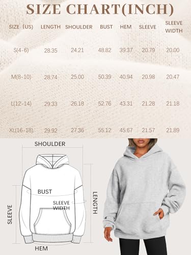 EFAN Womens Hoodies Oversized Sweatshirts Pullover Fleece Sweaters Long Sleeve Winter Fall Outfits Fashion Y2k Clothes Grey S