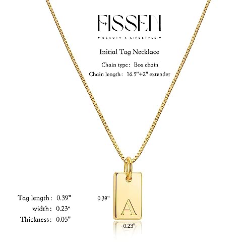 Initial Necklaces for Women 14K Gold Plated Letter Necklace Dainty Gold Name Necklace Personalized Initial Tag Pendant Necklace for Women Trendy Gold Jewelry