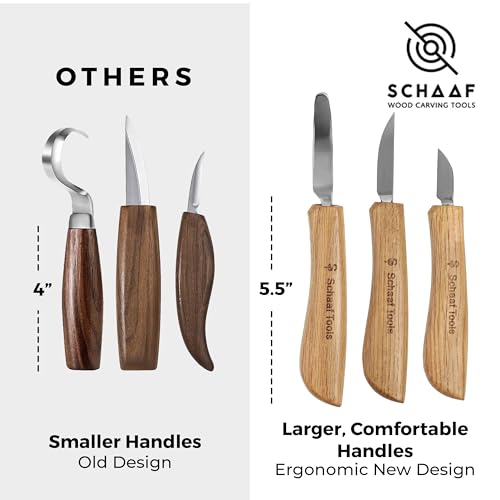 Schaaf Wood Carving Tools Deluxe Wood Carving Kit | Includes Detail Knife, Chip Carving Knife, Sloyd Wood Carving Knife, Spoon Carving Kit | Adult Crafts Wood Whittling Kit