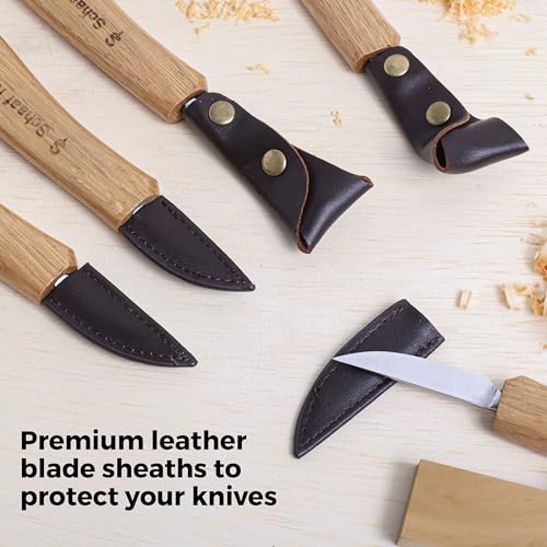 Schaaf Wood Carving Tools Deluxe Wood Carving Kit | Includes Detail Knife, Chip Carving Knife, Sloyd Wood Carving Knife, Spoon Carving Kit | Adult Crafts Wood Whittling Kit