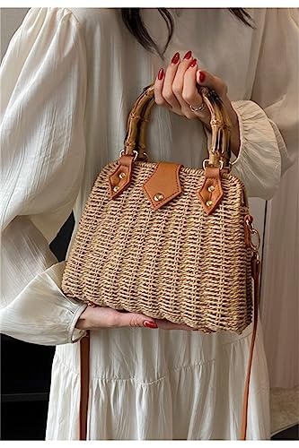 Cross Body Handbags for Women Straw Woven Beach Bag 2024 Summer Handmade Purses Wicker Rattan Bag Holiday