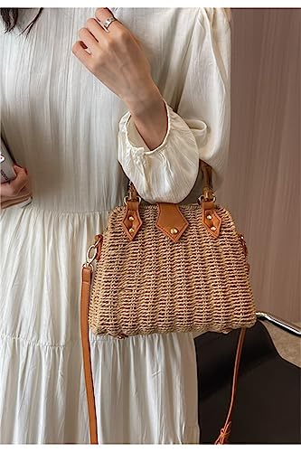 Cross Body Handbags for Women Straw Woven Beach Bag 2024 Summer Handmade Purses Wicker Rattan Bag Holiday