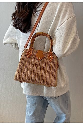 Cross Body Handbags for Women Straw Woven Beach Bag 2024 Summer Handmade Purses Wicker Rattan Bag Holiday