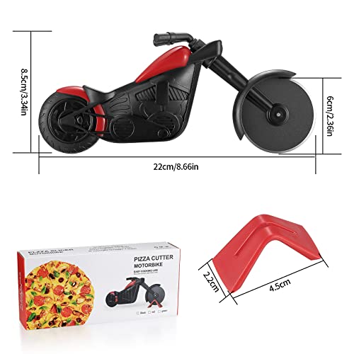 Motorcycle pizza cutter, stainless steel pizza cutter two wheels, novelty motorcycle-shaped pizza wheel cutting slicer with non-stick coating, suitable for kitchen gadgets accessories (motorcycle)