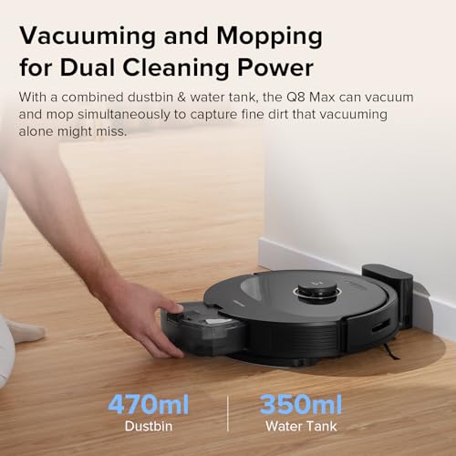 roborock Q8 Max Robot Vacuum and Mop Cleaner, DuoRoller Brush, 5500Pa Strong Suction, Lidar Navigation, Obstacle Avoidance, Multi-Level Mapping, Perfect for Pet Hair