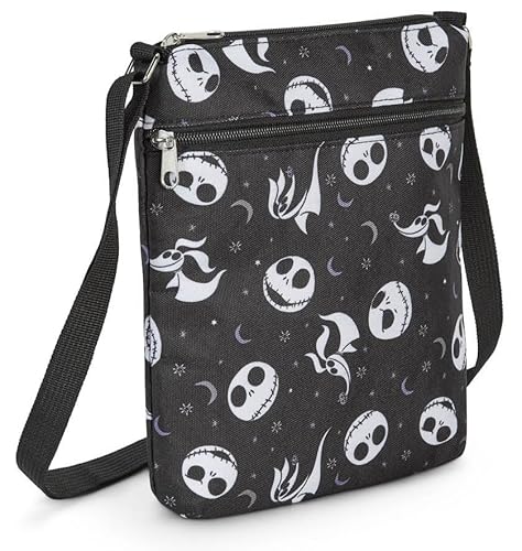 Disney Crossbody Bags For Women, Nightmare Before Christmas Gift, Jack Skellington Movie Black Vegan Small Sling Bag, Shoulder Bag, Travel Purses for Women, Everyday Halloween Passport, Adults & Teens