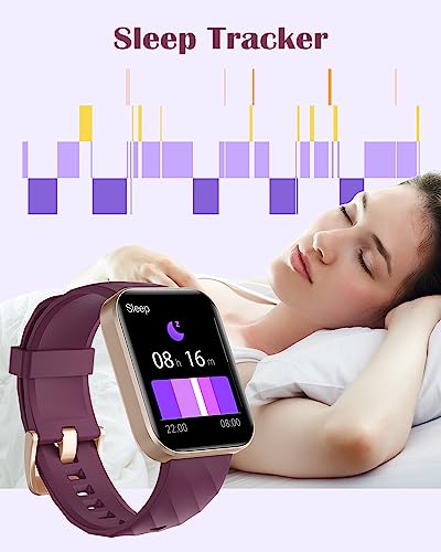 RUIMEN Smart Watches for Women Men (Answer/Make Calls) Compatible with iPhone/Android Phones, 1.85" HD Screen Fitness Tracker Heart Rate Monitor 100+ Sports Tracker Watch Waterproof (Purple)