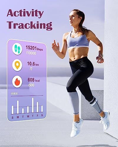 RUIMEN Smart Watches for Women Men (Answer/Make Calls) Compatible with iPhone/Android Phones, 1.85" HD Screen Fitness Tracker Heart Rate Monitor 100+ Sports Tracker Watch Waterproof (Purple)