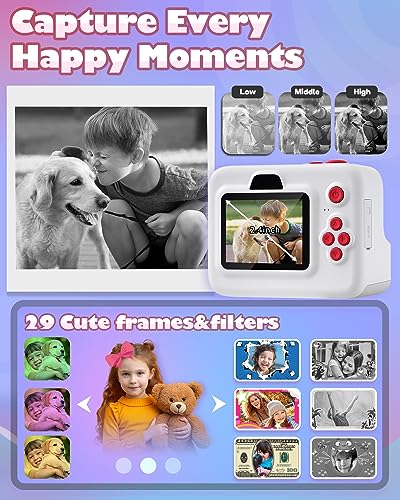 Kids Camera Instant Print, MEETRYE Instant Print Camera for Kids 4-14 Year Old, Christmas Birthday Gifts Digital Camera Toy for 5 6 7 8 9 10 Year Old Girls Boys Toddlers