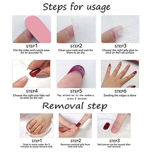 Summer Press on Nails,Short Almond False Nails Kit,Multicolor French Tip Fake Nails,Glossy Acrylic Artificial Nails for Women Daily Wear,Reusable Full Cover Stick on Nails Natural Glue on Nails 24Pcs