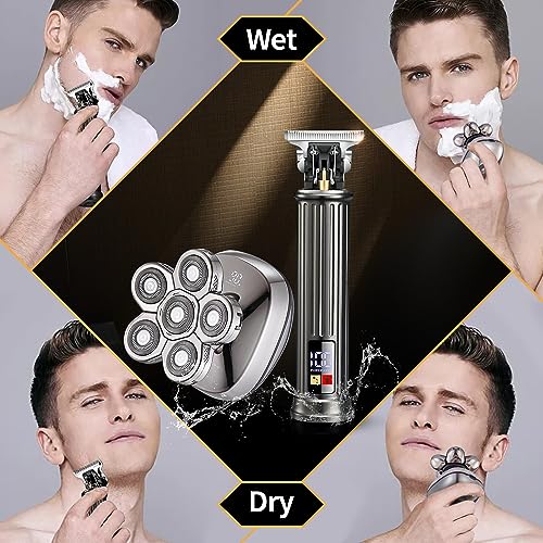 Head Shavers for Bald Men & Professional Barber Clippers Zero Gapped Hair Trimmer for Men, Rotary Bald Shavers Cordless Beard Trimmer Grooming Kit