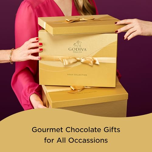 Godiva Chocolatier Gourmet Chocolate Gold Gift Box - 72-Piece Assortment with Ganaches, Nuts, Caramels, Pralines in Milk, White, Dark Chocolate Shells - Quality Assorted Chocolate Candy Box with Gold Ribbon