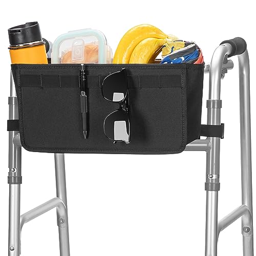 JOYTUTUS Walker Basket for Folding Walker, Basket for Walkers for Seniors, Rollator Walkers Storage Bag, Can be Installed Outside or Inside of Walker, Wheelchair