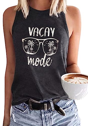 Summer Tank Tops for Women Vacation Casual Beach Tank Tops Hawaiian Sleeveless Basic Fit T Shirts Blouses