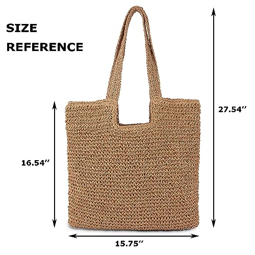 Straw Beach Tote Bag: Large Summer Boho Woven Bags - Rattan Handmade Shoulder Handbags for Women