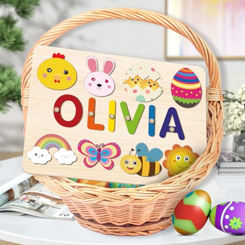 Name Puzzle for Kids Personalized, Baby Easter Gifts, Montessori Learning Toys for Baby Boy & Girl 1-3 Year Old, Personalized Baby Gifts, 1-3st Birthday Gifts for Girls Boys