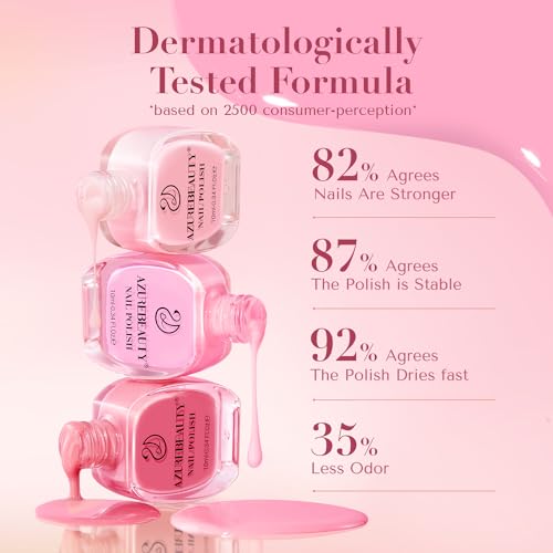 AZUREBEAUTY 4 Colors Vegan Nail Polish Set, Hot Pink Jelly Neon Summer Quick Dry Natural Nail Lacquer Strengthening Treatment Kit with Top Coat & Nail Polish Remover for Women Girl Nail Lovers Gift