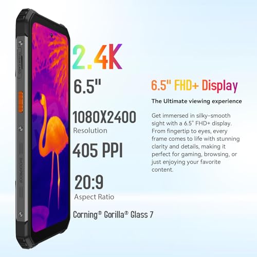 Blackview BV8900 Rugged Smartphone(With FLIR Thermal Image Camera), 16GB RAM+256GB ROM(up to 2TB), Android 13, 10000mAh Battery 33W Fast Charge, 64MP Camara, 6.5inch 2.4K Display, NFC, IP68 Waterproof