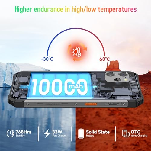 Blackview BV8900 Rugged Smartphone(With FLIR Thermal Image Camera), 16GB RAM+256GB ROM(up to 2TB), Android 13, 10000mAh Battery 33W Fast Charge, 64MP Camara, 6.5inch 2.4K Display, NFC, IP68 Waterproof