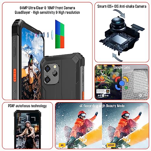 Blackview Rugged Smartphone Unlocked, 2023 BV8900 (FLIR Thermal Image Camera) Rugged Phone, 16GB RAM+256GB ROM(up to 2TB), Android 13, 10000mAh 33W Fast Charge, 6.5” 2.4K Display, 64MP Camara, NFC