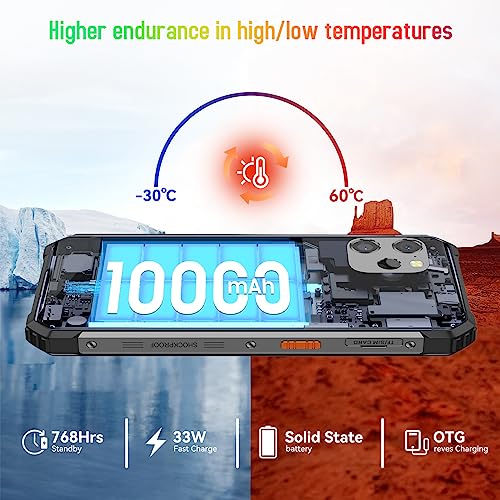 Blackview Rugged Smartphone Unlocked, 2023 BV8900 (FLIR Thermal Image Camera) Rugged Phone, 16GB RAM+256GB ROM(up to 2TB), Android 13, 10000mAh 33W Fast Charge, 6.5” 2.4K Display, 64MP Camara, NFC