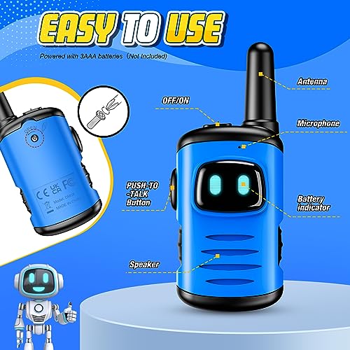 Kids Walkie Talkies Toys for Boys: comedyfun Mini Robots Walkies Talkies 2 Pack Halloween Christmas Birthday Gifts for 3 4 5 6-8 Year Old Boys Toys for 4 5 6 7 8-10 Year Old Camping Outdoor Games