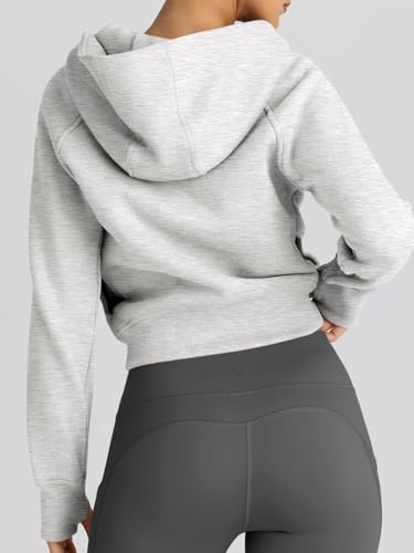 Trendy Queen Womens Zip Up Hoodies Cropped Sweatshirts Fleece Jackets Fall Outfits Casual Hooded Y2k Tops Winter Clothes 2024 Grey M