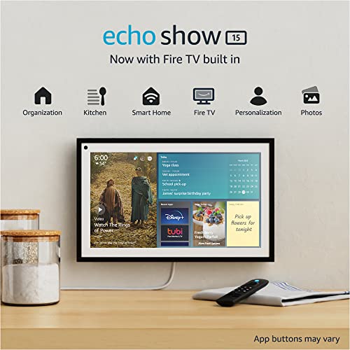 Certified Refurbished Echo Show 15 | Full HD 15.6" smart display with Alexa and Fire TV built in | Remote included