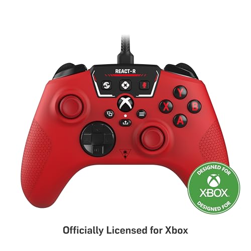 Turtle Beach REACT-R Wired Game Controller – Officially Licensed for Xbox Series X & S, Xbox One, and Windows 10|11 PC’s – Red