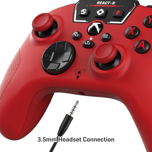 Turtle Beach REACT-R Wired Game Controller – Officially Licensed for Xbox Series X & S, Xbox One, and Windows 10|11 PC’s – Red