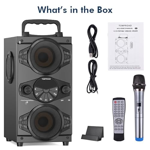 Bluetooth Speakers, 60W Portable Wireless Loud Outdoor Home Party Bluetooth Speaker with Subwoofer, FM Radio, LED Colorful Lights, Microphone, Remote and Big Powerful Stereo Deep Bass Sound Boombox