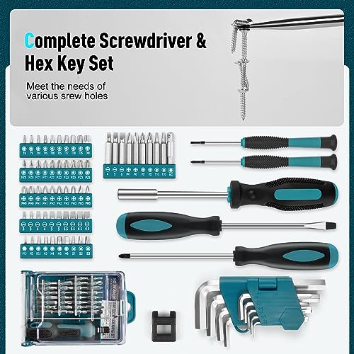 Sundpey 379-PCs Home Tool Kit - Protable Complete Household and Auto Repair Tool Set - Hand General Basic Tool Box Storage Case with Drawer - Full Basic Toolkit for Handyman & Diyer & Homeowner