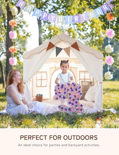 besrey Kids Tent, Kids Playhouse 2 in 1 with Padded Mat and String Lights, Large Play house with 2 Doors & 4 Windows, Kids Play Tent Indoor & Outdoor, Toddler Tent for Kids, 51" x35" x 51