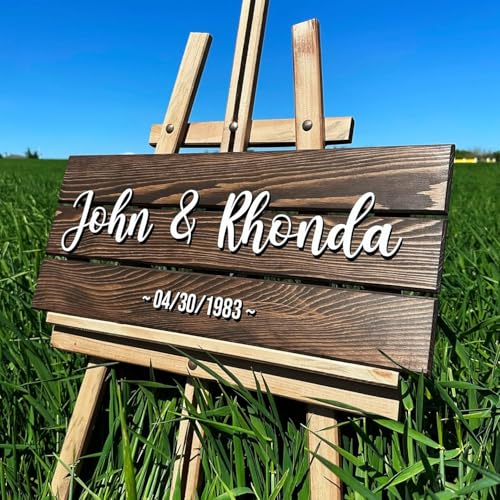 Wooden Name Sign Personalized and Custom, Solid Rustic Wood, Wedding Gifts for Couples, Home, Office, Family Last Name Established Signs, Est. Date Sign 23x10"