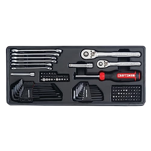 CRAFTSMAN Mechanics Tool Set 1/4 in and 3/8 in Drive, Ratchets, Sockets, Wrenches, Hex Keys, and Drive Tools, 224 Piece (CMMT45308)