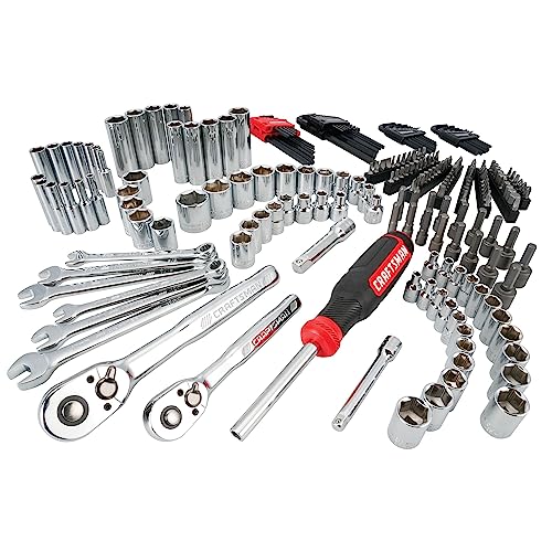 CRAFTSMAN Mechanics Tool Set 1/4 in and 3/8 in Drive, Ratchets, Sockets, Wrenches, Hex Keys, and Drive Tools, 224 Piece (CMMT45308)