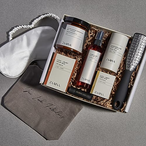 Wellness Self Care Package for Women, Mother's Day Spa Gift Set with Sandalwood Candle, Relaxing Luxury Spa Box with Natural and Clean Beauty Products, Gifts for Her by ZAAINA