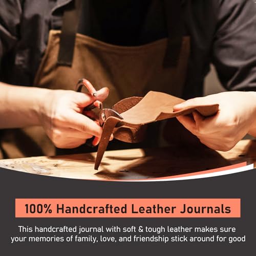 WEMATE Vintage Custom Leather Notebook, Leather Bound Journal For Men&Women, Handmade Leather Cover, 400 Pages, Custom Journal for Writing, Detachable Binder Papers,8×6inch, A5