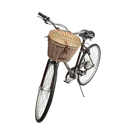 PICNIC TIME Cambridge Bike Basket, Personal Picnic Basket with Removable Shoulder Strap, Small Basket for Lunch, Bicycle Basket, (Wicker)